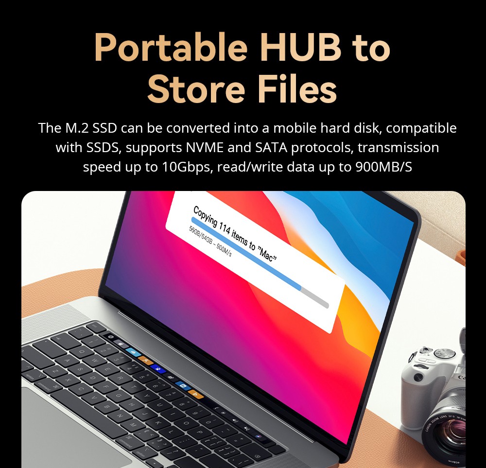 Essager 8-in-1 USB Hub With SSD Storage, USB Type-C to HDMI, Compatible Laptop Dock Station for MacBook Pro, MacBook Air, Support Windows, Linux, iPad OS