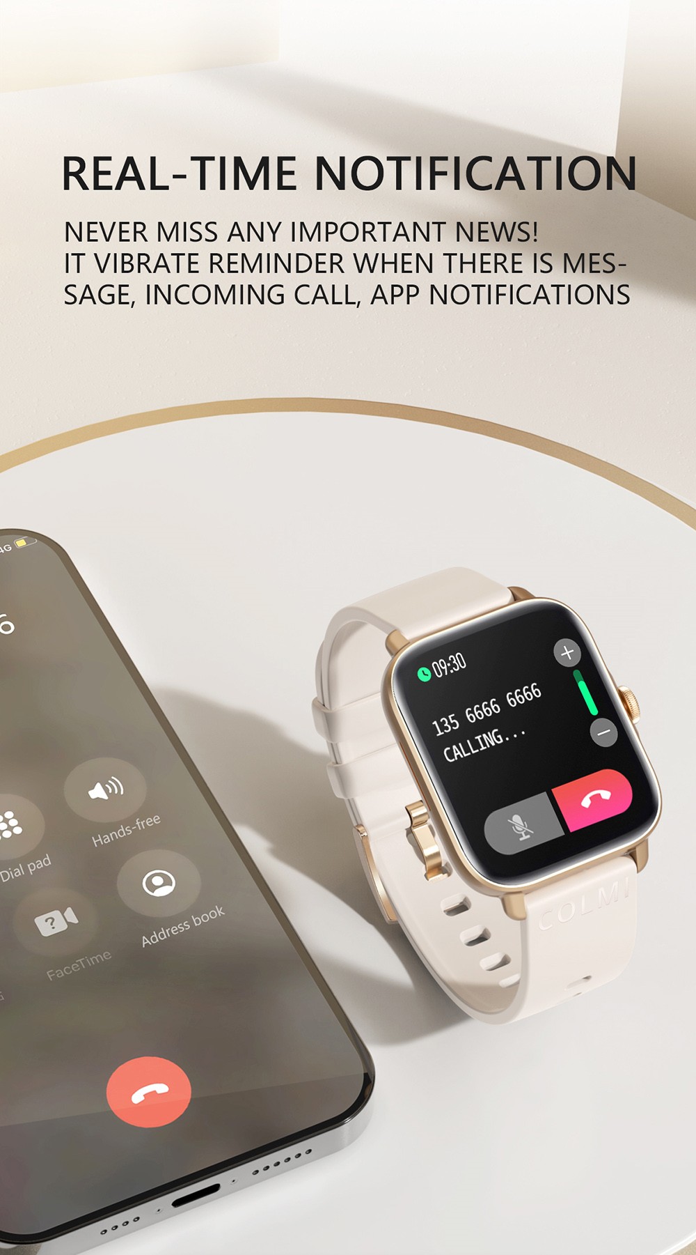 COLMI P28 Plus Smartwatch Upgraded Large Battery Fashion Sports and Health Monitor Watch Gold