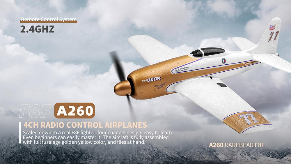 XK A260 F8F RC Airplane 384mm Wingspan 2.4G 4CH 3D/6G System RTF