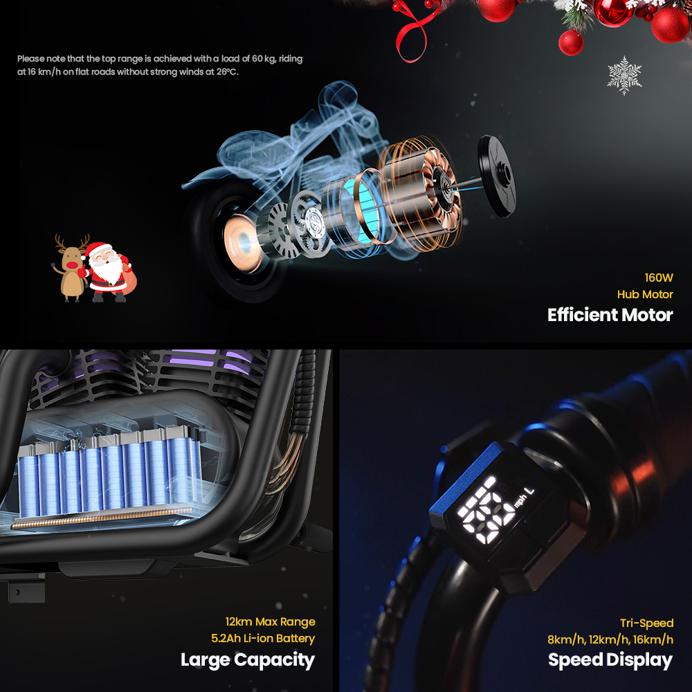 HYPER GOGO Challenger 12 Plus Electric Motorcycle for Kids 12'' Pneumatic Tires with Bluetooth Speaker Simulated Fog - Blue