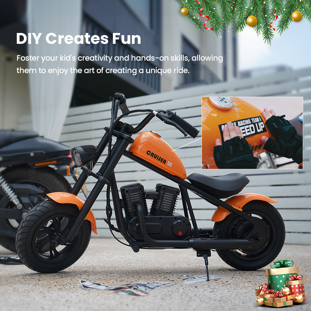 HYPER GOGO Cruiser 12 Plus Electric Motorcycle for Kids 24V 5.2Ah Battery 160W Motor 16km/h Speed 12