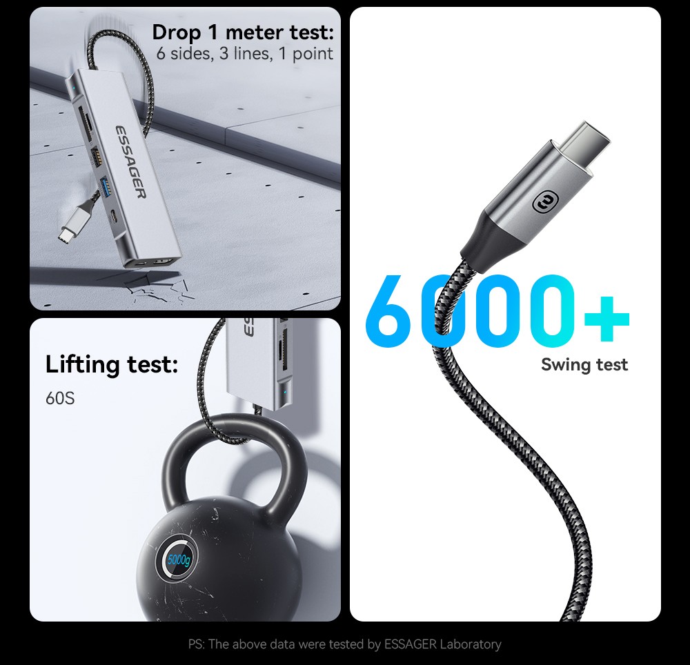 Essager 8-in-1 USB Hub With SSD Storage, USB Type-C to HDMI, Compatible Laptop Dock Station for MacBook Pro, MacBook Air, Support Windows, Linux, iPad OS