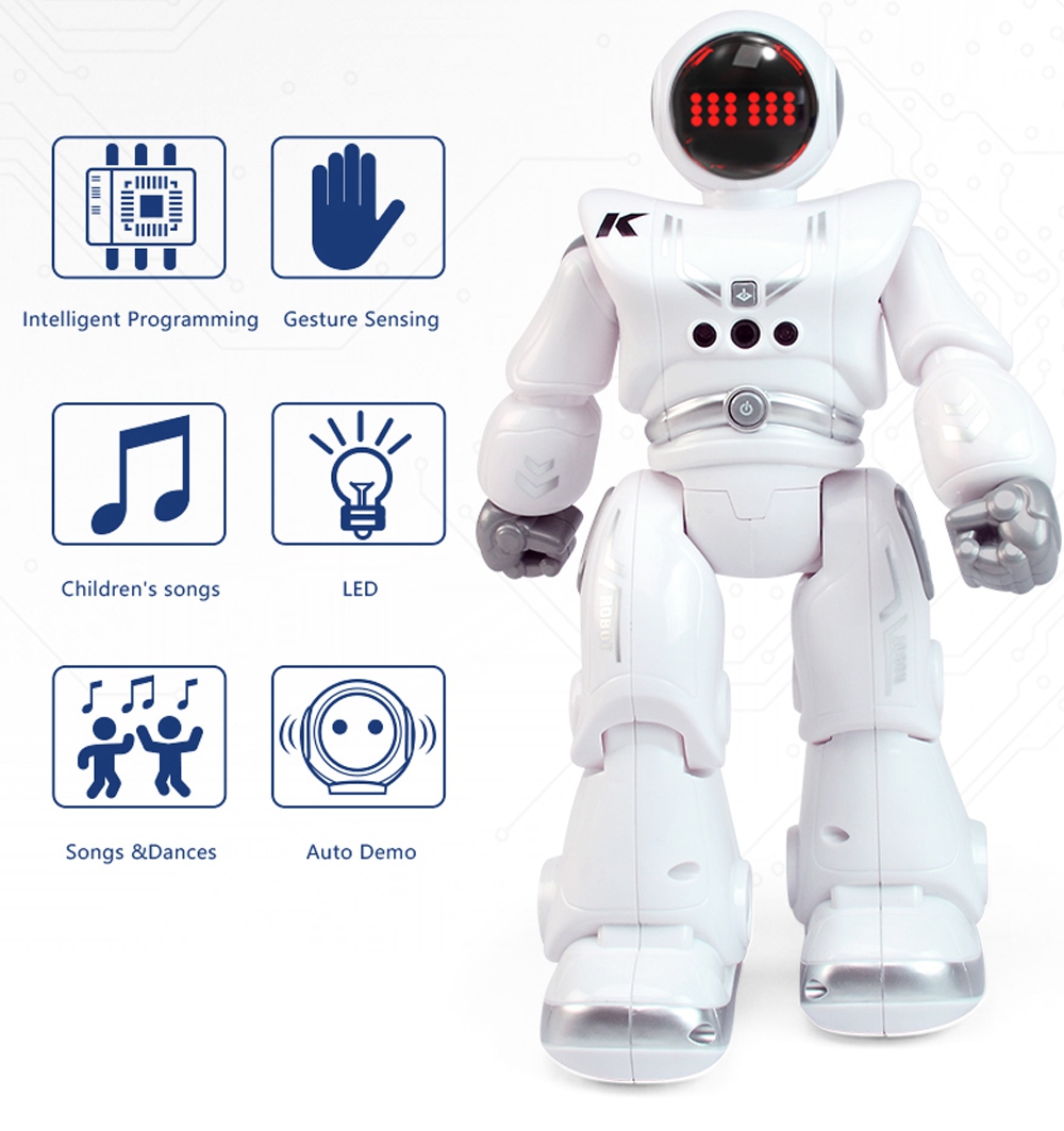 JJRC R18 RC Robot 2.4G Gesture Sensing Programmable Remote Control Music Dance Robot Toy - White