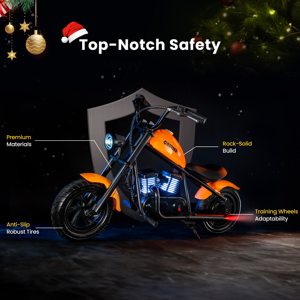 HYPER GOGO Cruiser 12 Plus Electric Motorcycle for Kids 24V 5.2Ah Battery 160W Motor 16km/h Speed 12