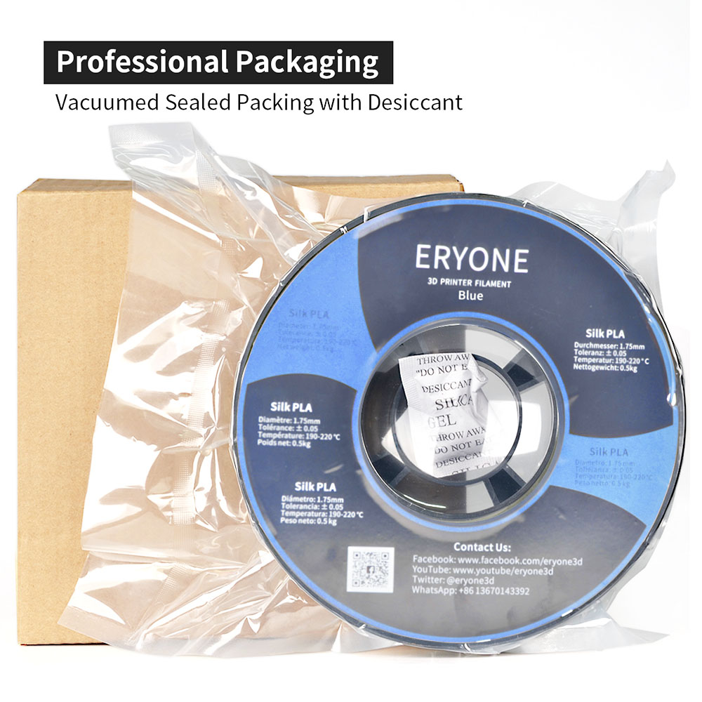 ERYONE Silk PLA Filament for 3D Printer 1.75mm Tolerance 0.03mm 1kg (2.2LBS)/Spool - Blue