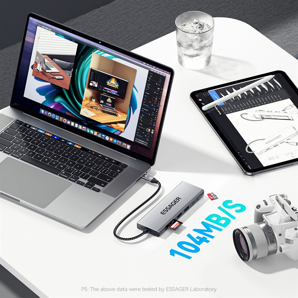 Essager 8-in-1 USB Hub With SSD Storage, USB Type-C to HDMI, Compatible Laptop Dock Station for MacBook Pro, MacBook Air, Support Windows, Linux, iPad OS