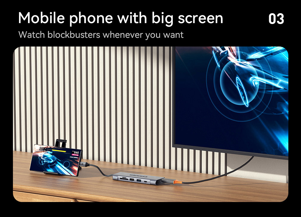 Essager 8-in-1 USB Hub With SSD Storage, USB Type-C to HDMI, Compatible Laptop Dock Station for MacBook Pro, MacBook Air, Support Windows, Linux, iPad OS