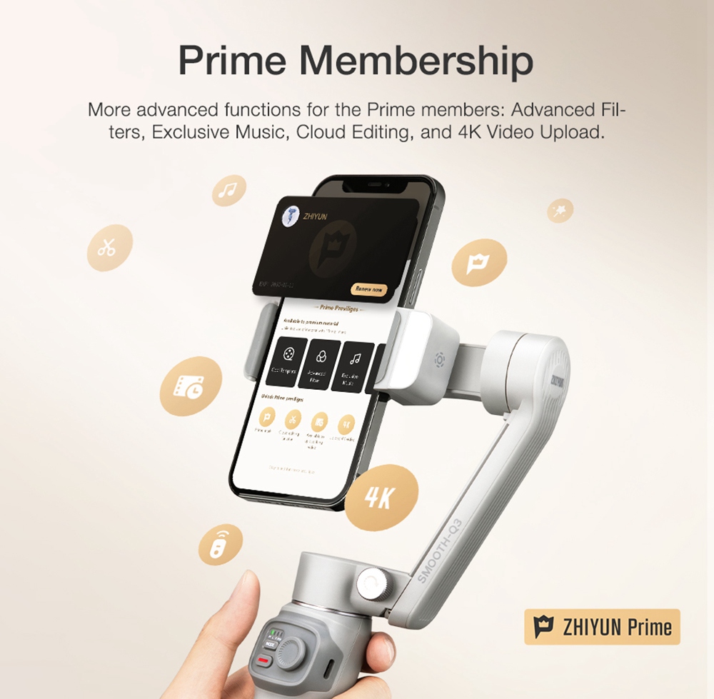 Zhiyun Smooth Q3 3-Axis Smartphone Gimbal Mobile Stabilizer with Build-in LED Fill Light - Standard Version