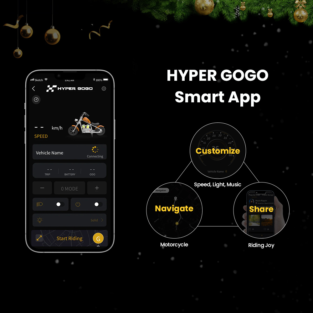 HYPER GOGO Cruiser 12 Plus with APP Electric Motorcycle for Kids 24V 5.2Ah Battery 160W Motor 10mph max Speed 12