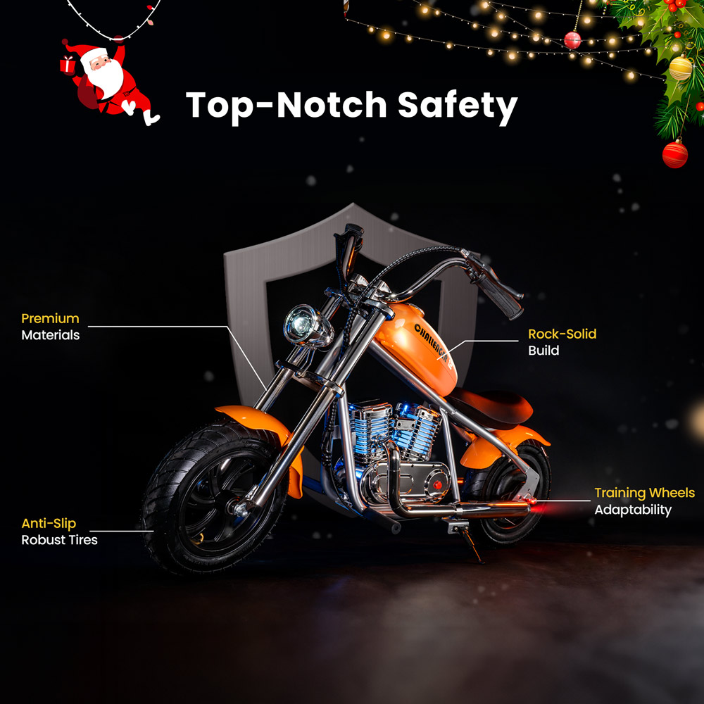 HYPER GOGO Challenger 12 Plus with App Electric Motorcycle for Kids 12'' Pneumatic Tires Bluetooth Speaker Fog - Blue