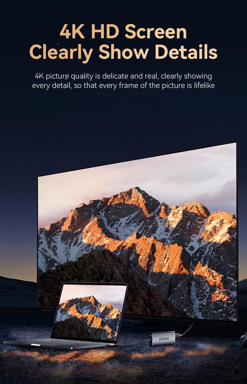 Essager 8-in-1 USB Hub With SSD Storage, USB Type-C to HDMI, Compatible Laptop Dock Station for MacBook Pro, MacBook Air, Support Windows, Linux, iPad OS