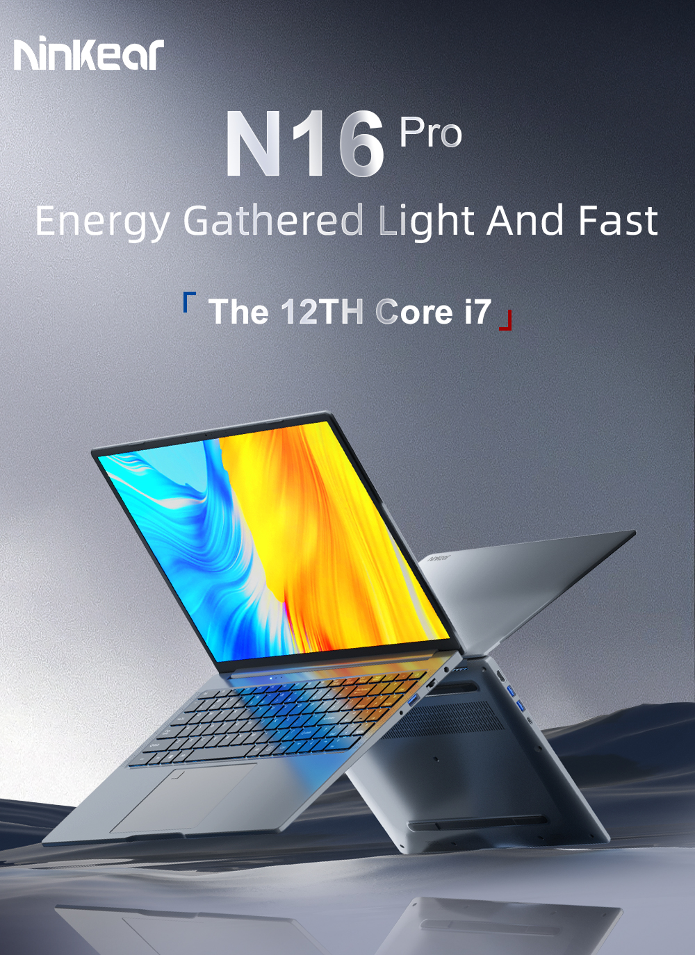 Ninkear N16 Pro 16in Laptop Intel Core i7-1260P Processor, 32GB DDR4 2TB SSD, Windows 11 Home, WiFi 6, Bluetooth 5.0
