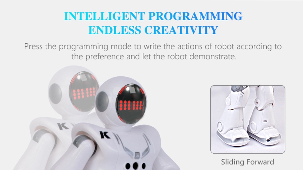 JJRC R18 RC Robot 2.4G Gesture Sensing Programmable Remote Control Music Dance Robot Toy - White