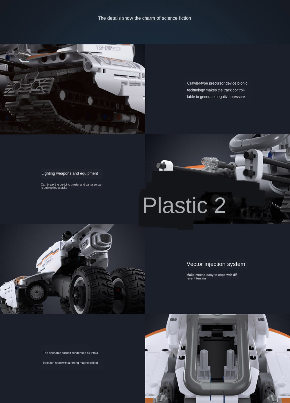 Building Blocks Flying Fish Shuttle Crawler Car Jupiter Dawn Series Sci-Fi Kids Puzzle Toy