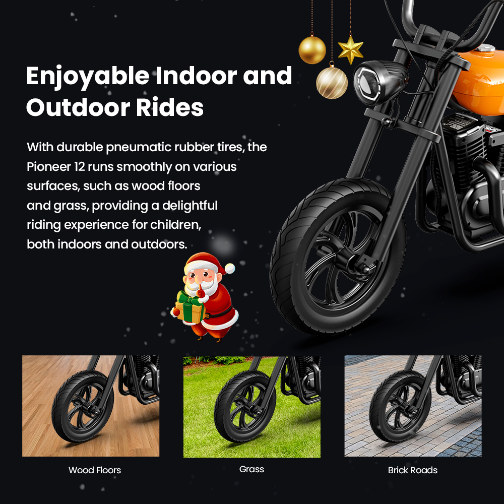 HYPER GOGO Pioneer 12 Electric Chopper Motorcycle for Kids 24V 5.2Ah 160W with 12'x3' Tires, 12KM Top Range - Orange