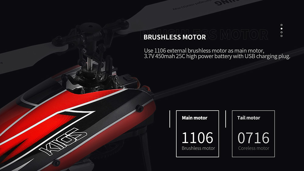 XK K110S 2.4G 6CH 3D 6-Axis Gyro Brushless Motor Compatible with FUTABA S-FHSS RC Helicopter - One Battery