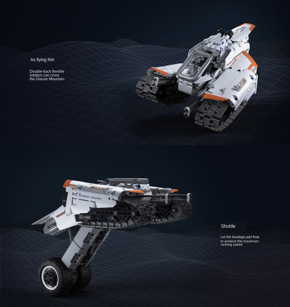 Building Blocks Flying Fish Shuttle Crawler Car Jupiter Dawn Series Sci-Fi Kids Puzzle Toy