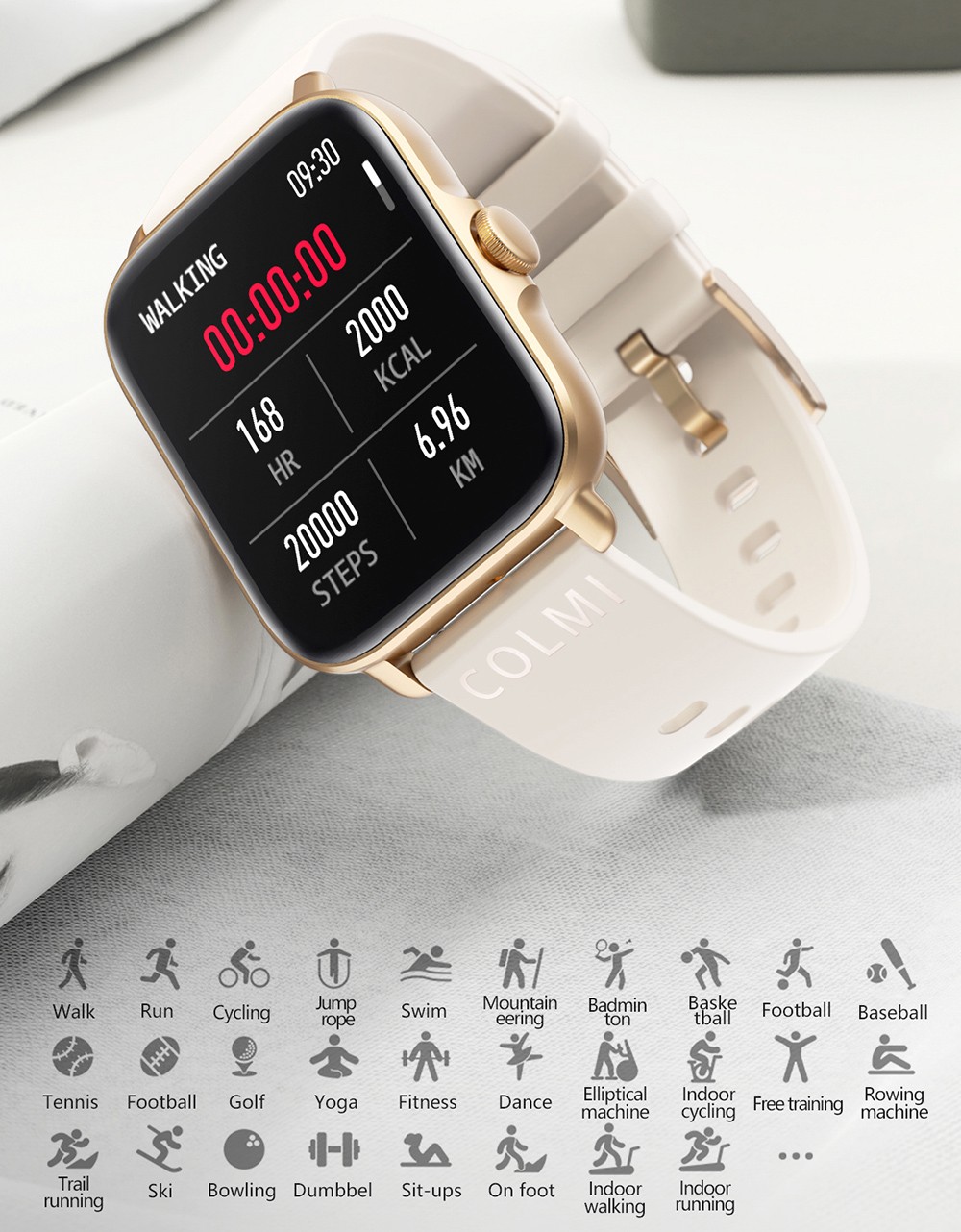 COLMI P28 Plus Smartwatch Upgraded Large Battery Fashion Sports and Health Monitor Watch Gold