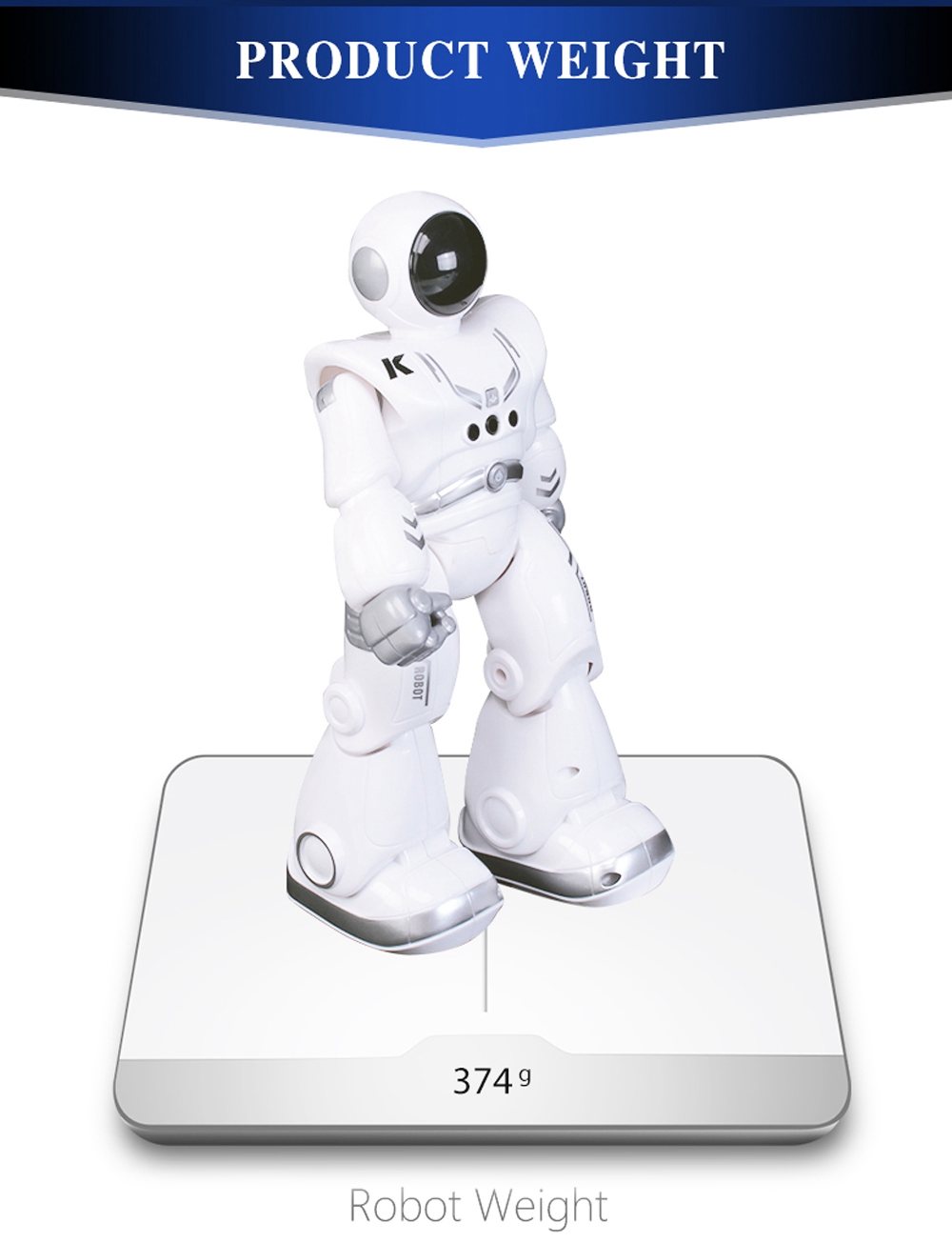 JJRC R18 RC Robot 2.4G Gesture Sensing Programmable Remote Control Music Dance Robot Toy - White