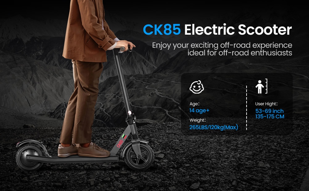 AILIFE CK85 Foldable Electric Scooter, 8.5-Inch Tire 350W Motor 36V 10Ah Battery 25km/h Max Speed 25km Range Electronic Brake & Disc Brake