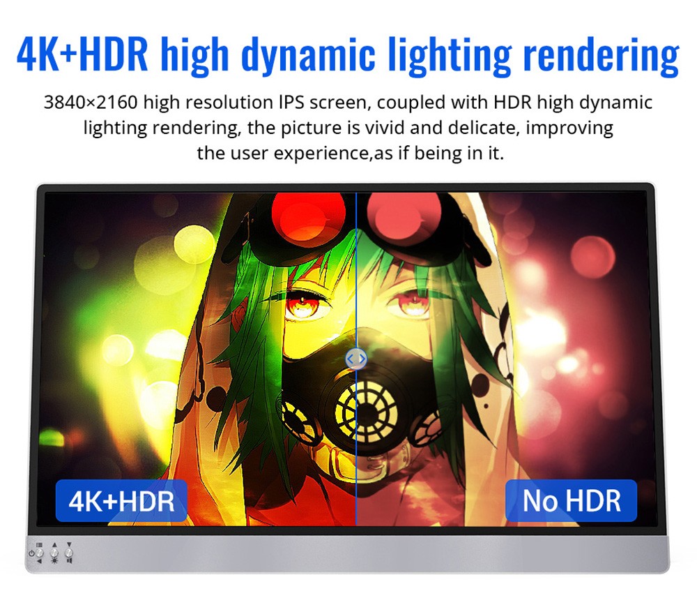 AOSIMAN 133UCJ Portable Monitor, 13.3inch 4K 3840x2160 UHD IPS Panel, 96%sRGB 400cd/m² 1400:1 Contrast 16:9 60Hz HDR, 1*Mini HDMI 2*USB Type-C, Compatible with Phone, Laptop, PC, PS3/4/5, Switch, X-box, TV Box