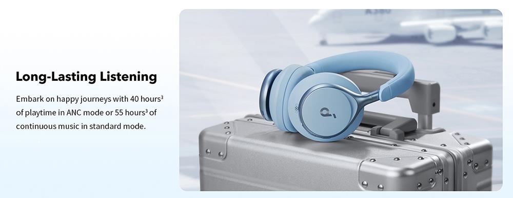 Anker Soundcore Space One Headphones, Active Noise Canceling, App Control, 40 Hours ANC Playtime, Bluetooth 5.3 - White