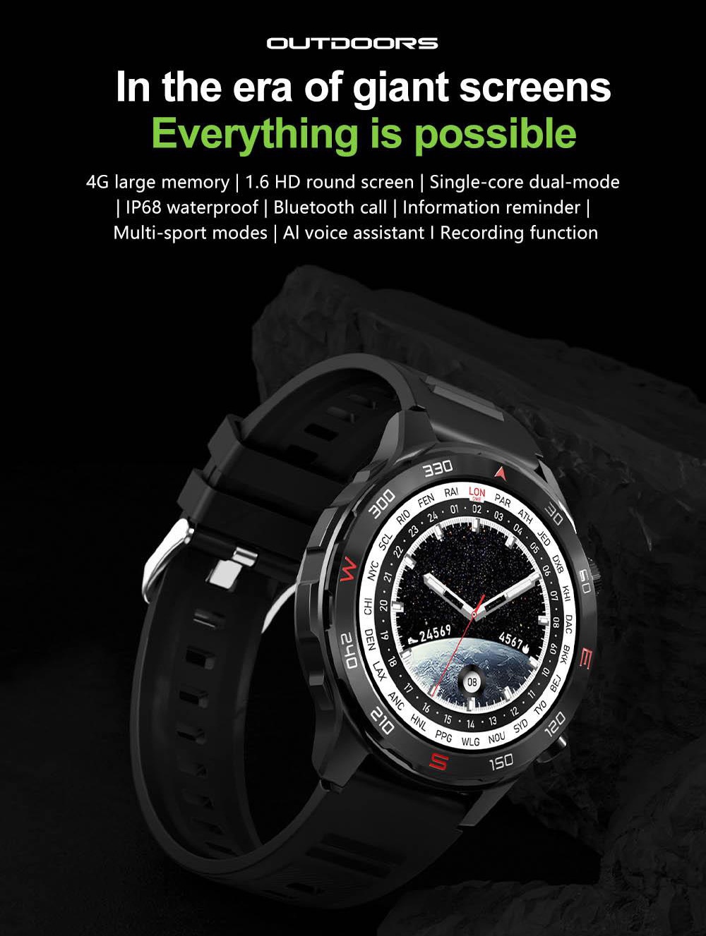 D03 Smartwatch Bluetooth Calling Sports Watch Health Monitor, IP68 Waterproof - Black