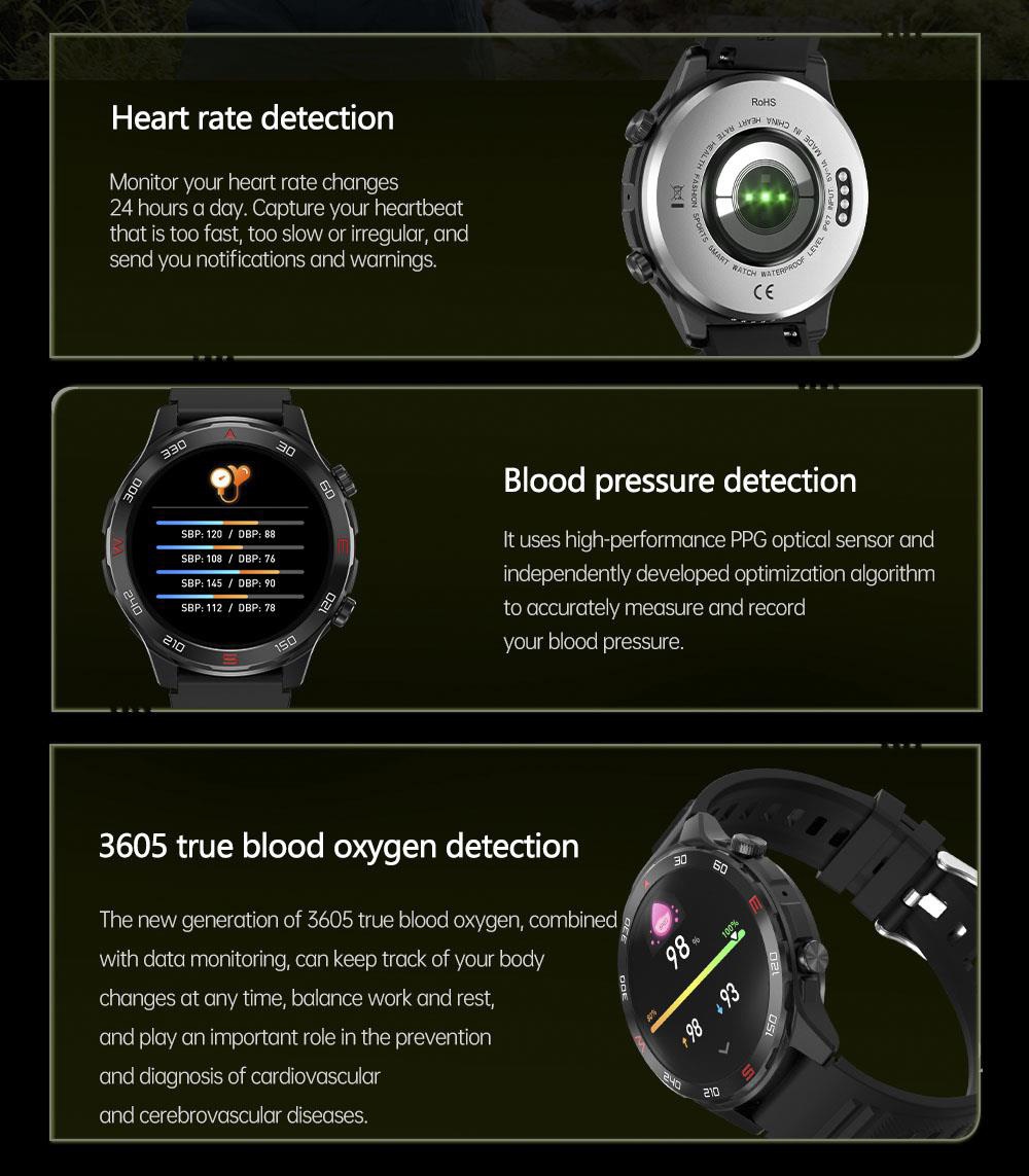 D03 Smartwatch Bluetooth Calling Sports Watch Health Monitor, IP68 Waterproof - Black