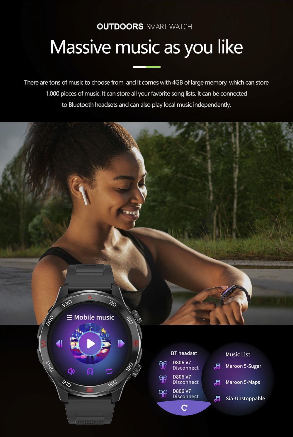 D03 Smartwatch Bluetooth Calling Sports Watch Health Monitor, IP68 Waterproof - Black