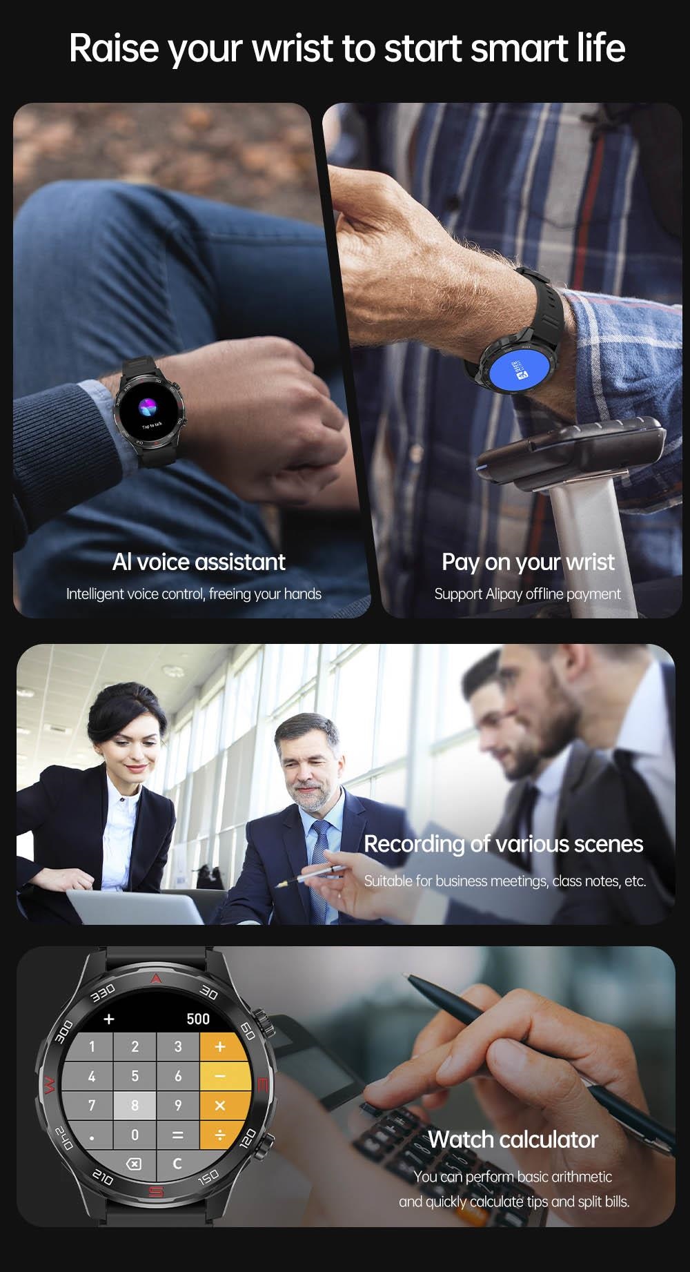 D03 Smartwatch Bluetooth Calling Sports Watch Health Monitor, IP68 Waterproof - Black