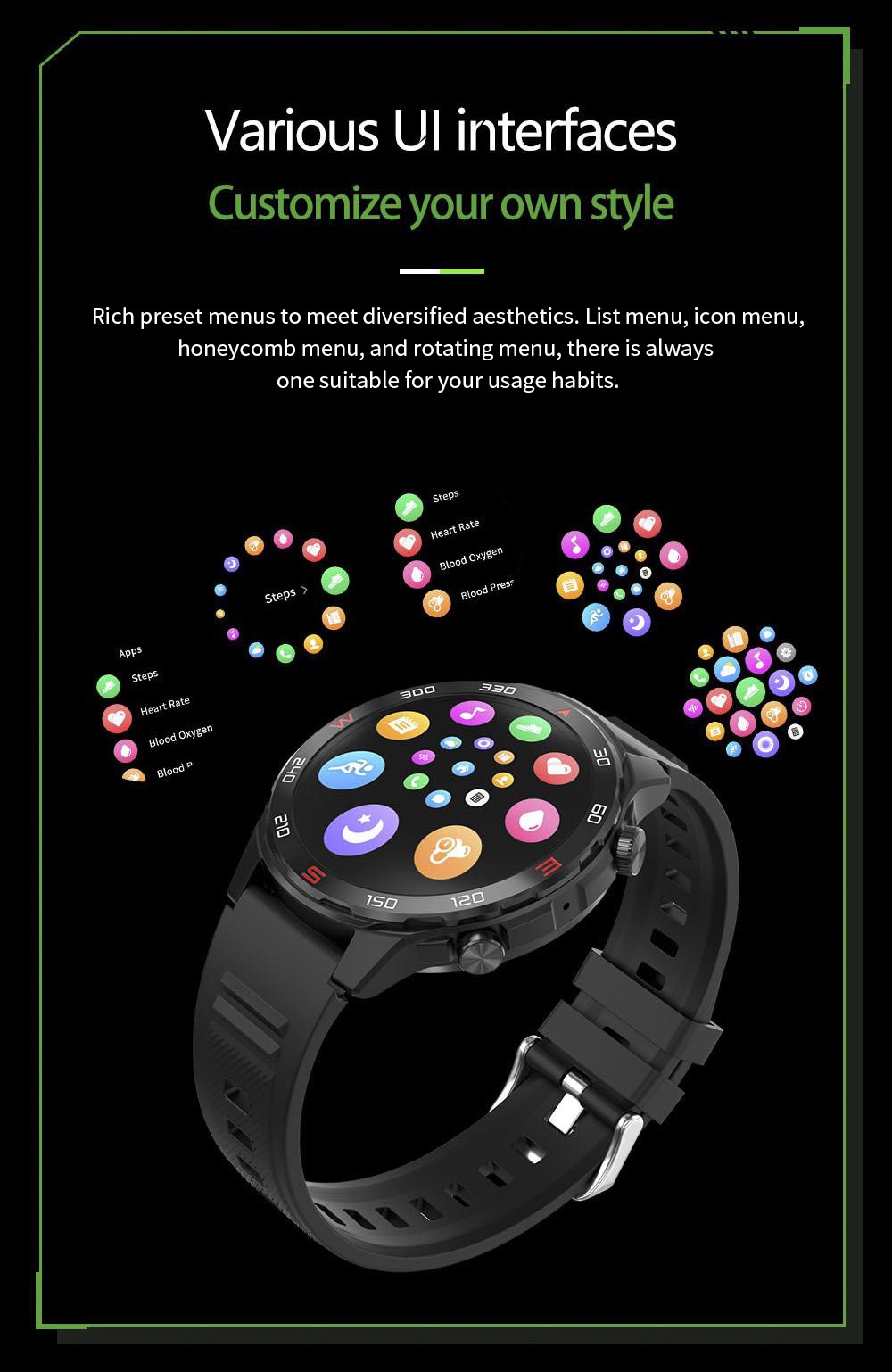 D03 Smartwatch Bluetooth Calling Sports Watch Health Monitor, IP68 Waterproof - Black