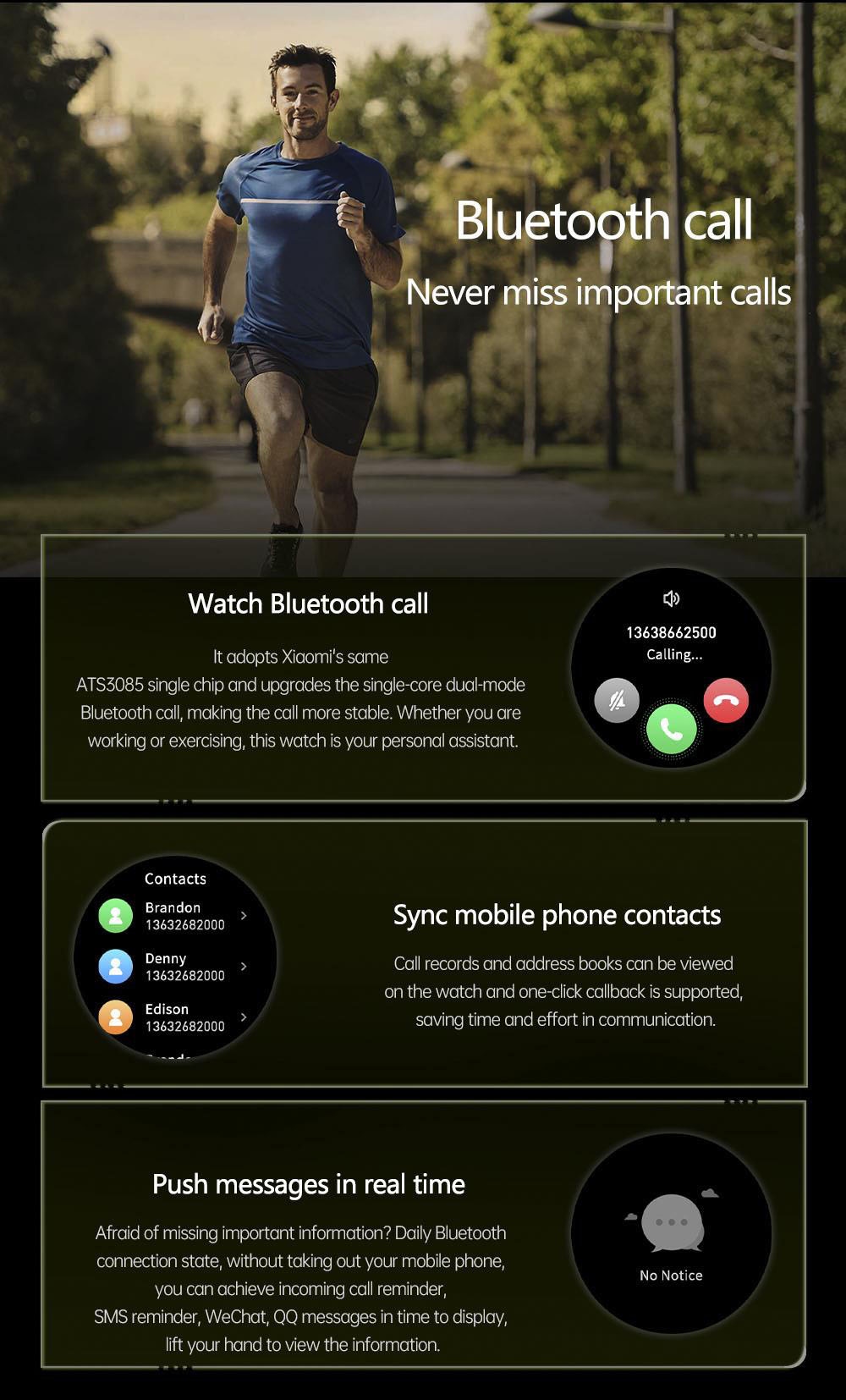 D03 Smartwatch Bluetooth Calling Sports Watch Health Monitor, IP68 Waterproof - Black