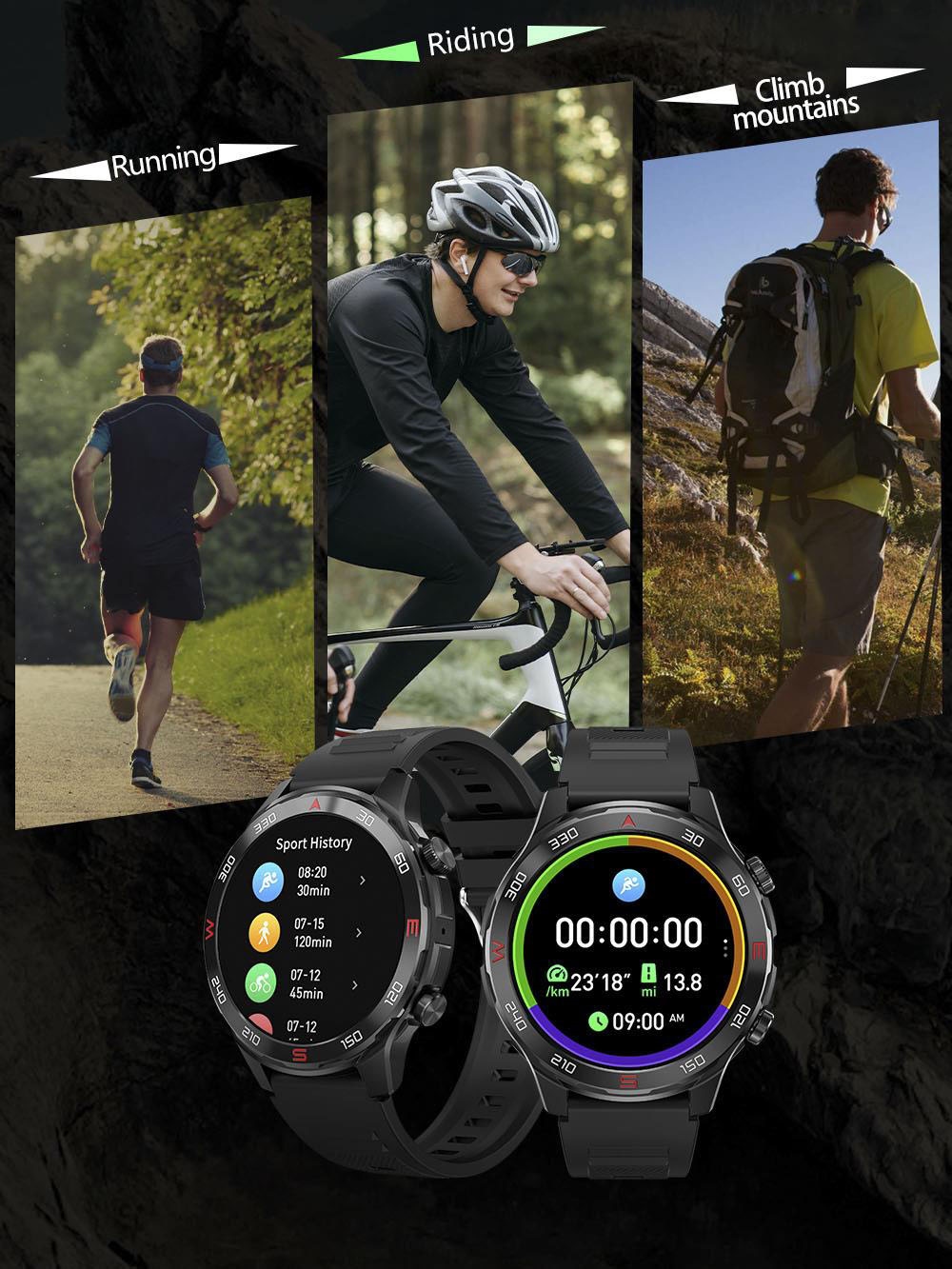 D03 Smartwatch Bluetooth Calling Sports Watch Health Monitor, IP68 Waterproof - Black