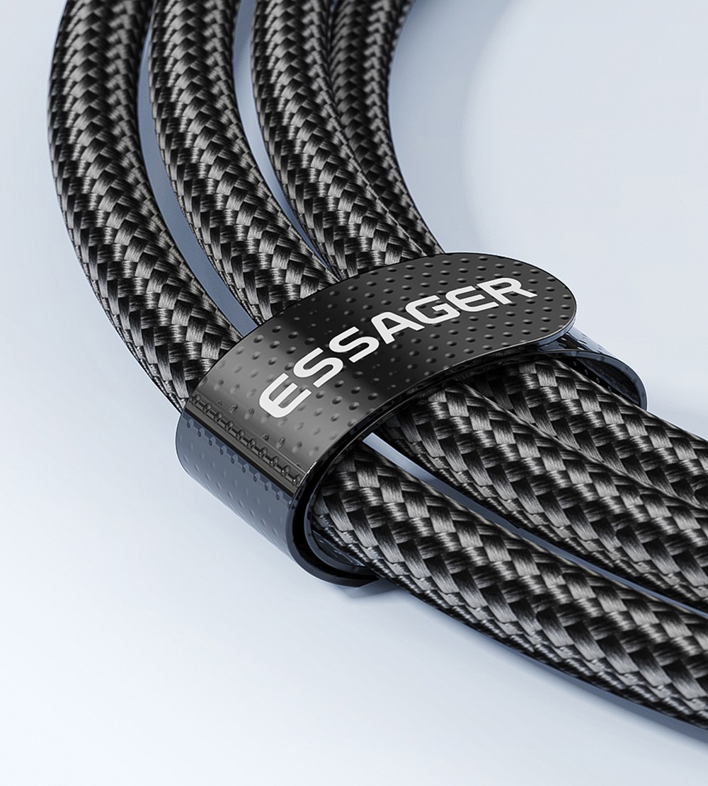 ESSAGER 100W Type-C to Type-C Data Cable, PD Fast Charging, 480Mbps Transmission Speed, for MacBook / Tablet / Huawei Samsung Mobile Phone - 2m Cable