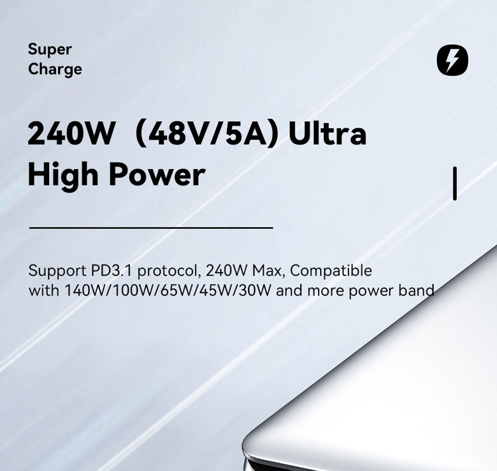 ESSAGER 240W 5A Fast Charging Data Cable, Type-C to Type-C, 480Mbps Transfer Rate, for Macbook iPad Huawei Samsung Xiaomi Redmi Mobile Phones, 2m Cable