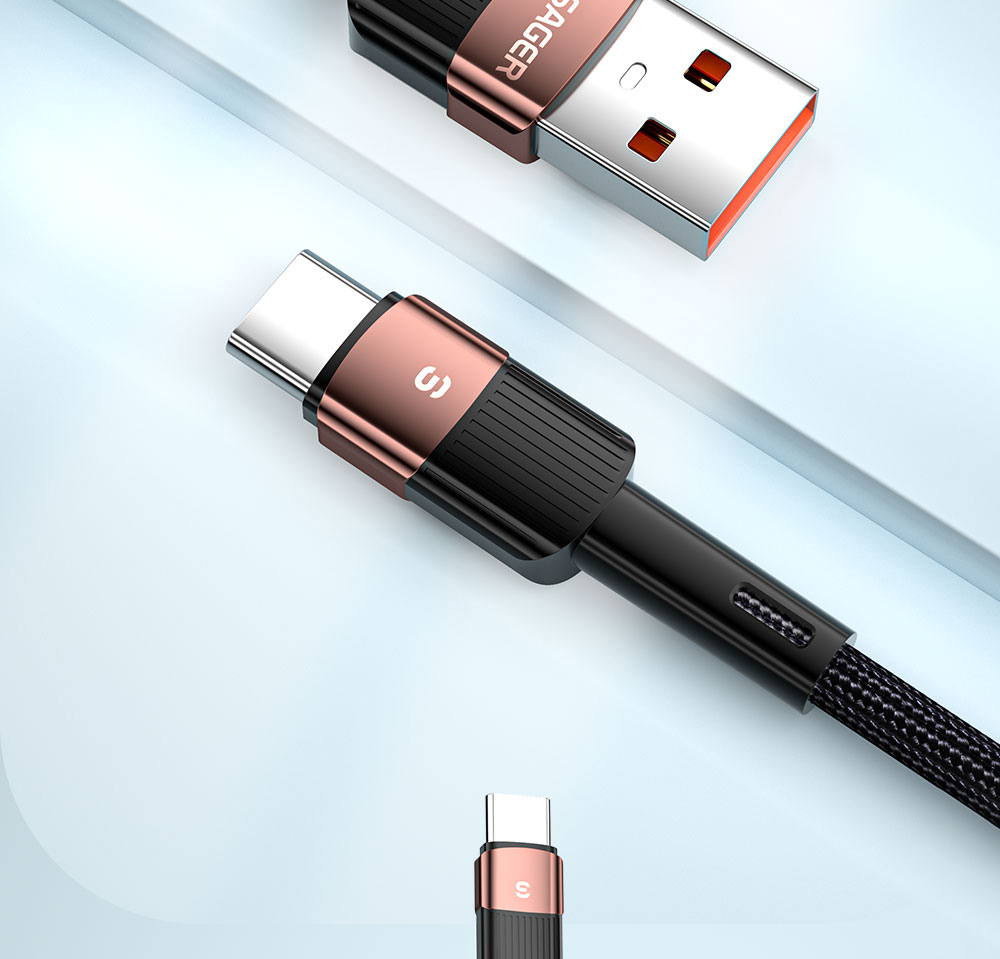 ESSAGER 66W Fast Charge Data Cable, USB-A to Type-C, 480Mbps Transfer Rate, for Huawei OPPO Samsung Mobile Phones, 1m Cable - Black