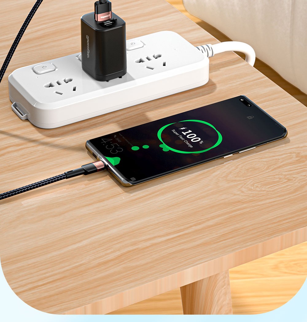 ESSAGER 66W Fast Charge Data Cable, USB-A to Type-C, 480Mbps Transfer Rate, for Huawei OPPO Samsung Mobile Phones, 1m Cable - Khaki