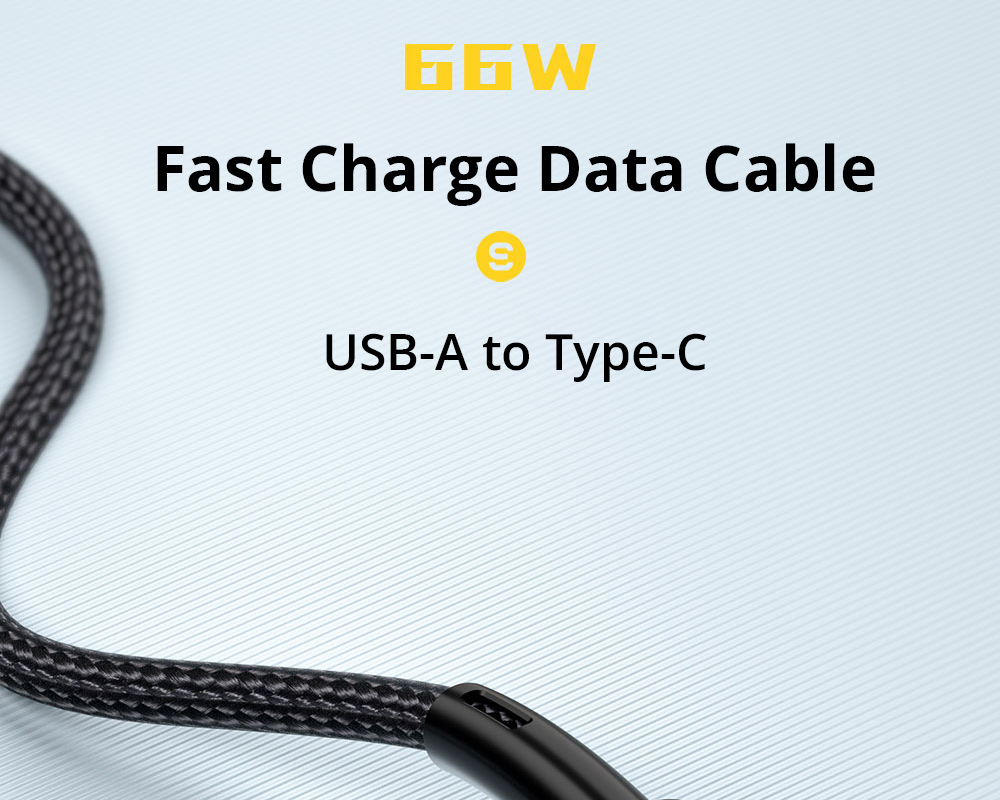 ESSAGER 66W Fast Charge Data Cable, USB-A to Type-C, 480Mbps Transfer Rate, for Huawei OPPO Samsung Mobile Phones, 2m Cable - Khaki