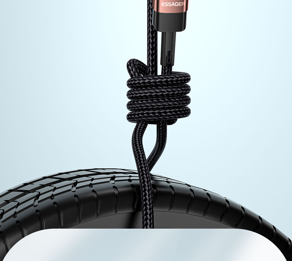 ESSAGER 66W Fast Charge Data Cable, USB-A to Type-C, 480Mbps Transfer Rate, for Huawei OPPO Samsung Mobile Phones, 2m Cable - Khaki