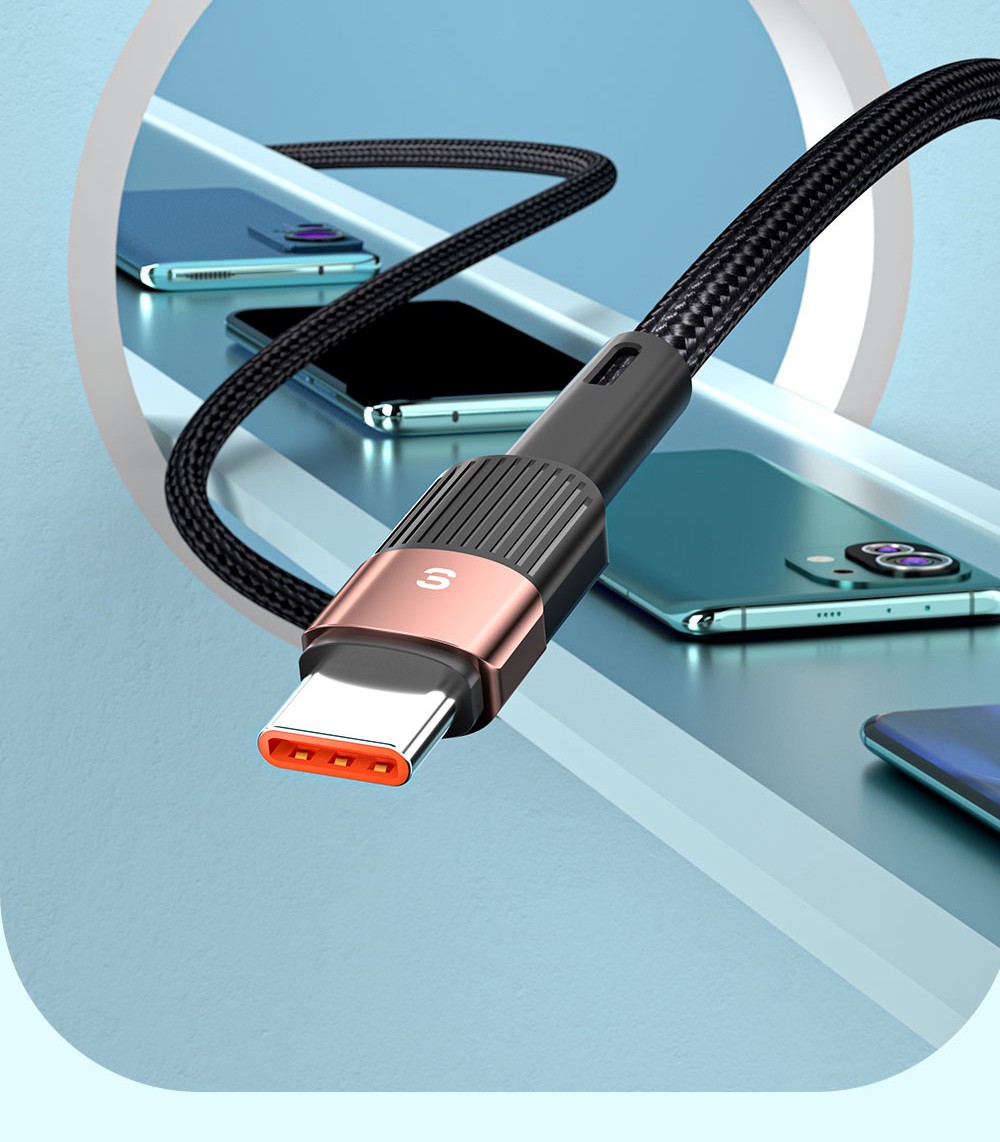 ESSAGER 66W Fast Charge Data Cable, USB-A to Type-C, 480Mbps Transfer Rate, for Huawei OPPO Samsung Mobile Phones, 2m Cable - Khaki