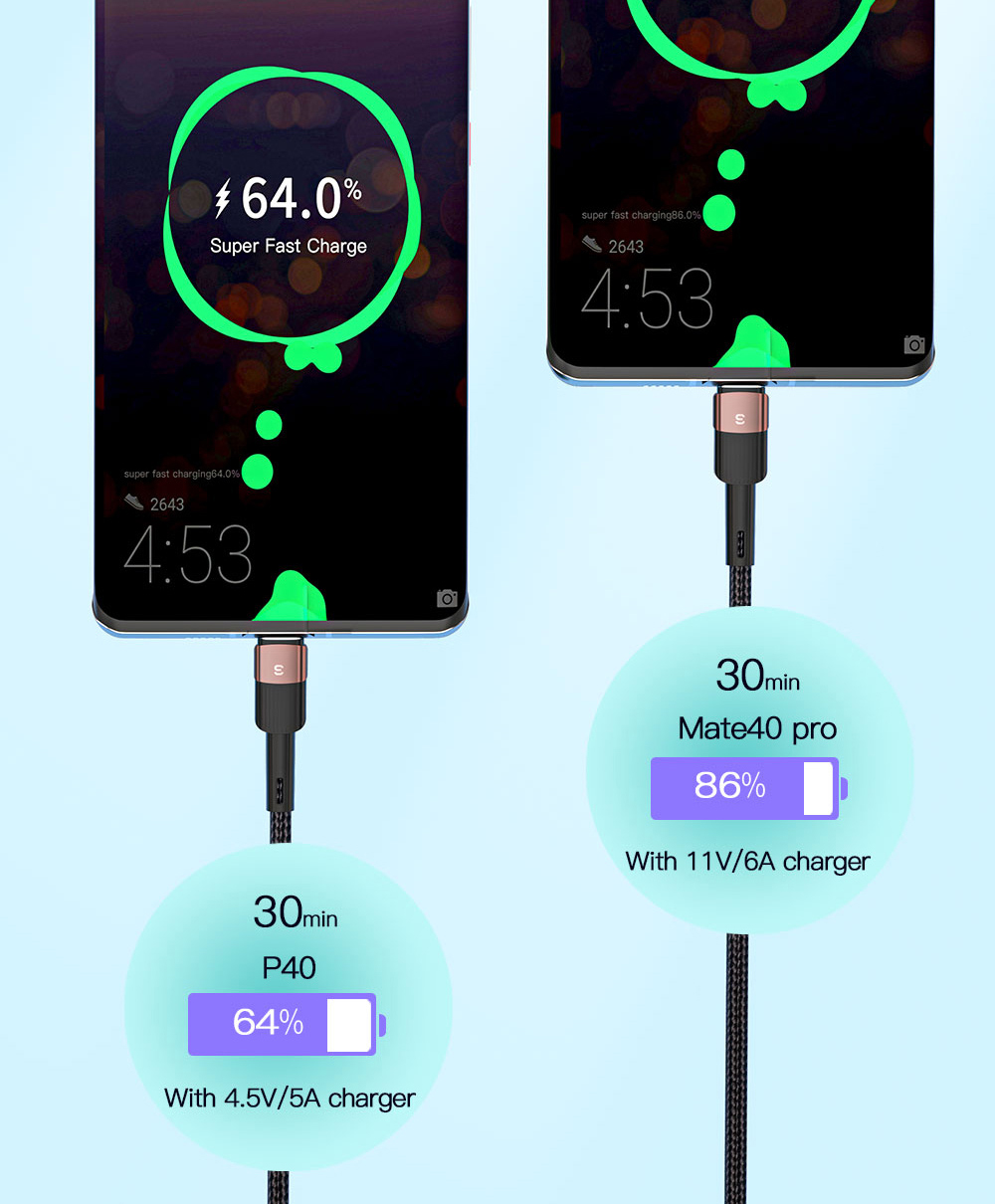 ESSAGER 66W Fast Charge Data Cable, USB-A to Type-C, 480Mbps Transfer Rate, for Huawei OPPO Samsung Mobile Phones, 2m Cable - Khaki