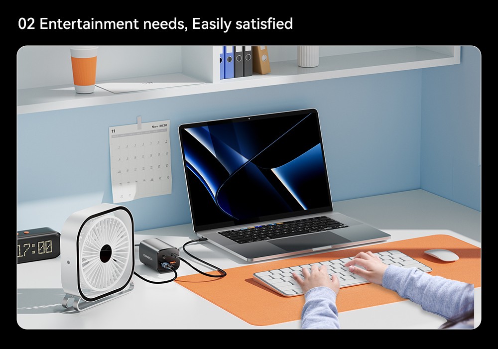 ESSAGER 67W GaN Desktop Charger, 2 USB-A + 2 Type-C, PD3.0 QC 3.0 Fast Charging, Intelligent Charging Protection, for MacBook Samsung POPC iPhone 15 Laptop - EU Plug