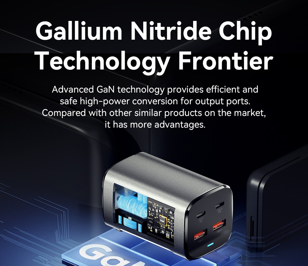 ESSAGER 67W GaN Desktop Charger, 2 USB-A + 2 Type-C, PD3.0 QC 3.0 Fast Charging, Intelligent Charging Protection, for MacBook Samsung POPC iPhone 15 Laptop - EU Plug