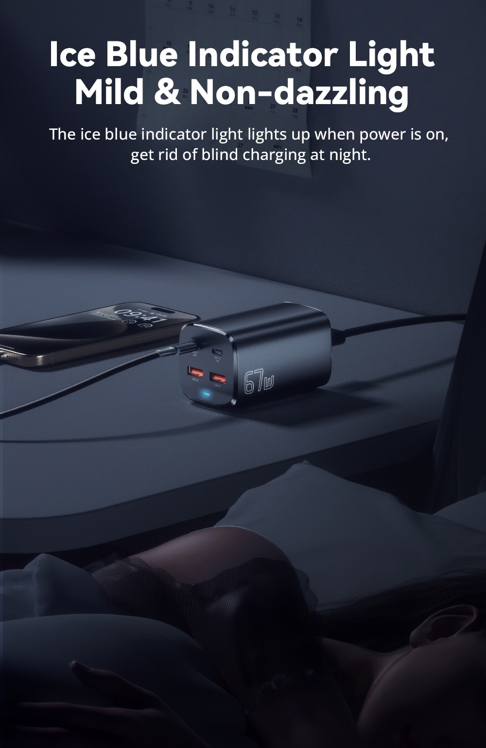 ESSAGER 67W GaN Desktop Charger, 2 USB-A + 2 Type-C, PD3.0 QC 3.0 Fast Charging, Intelligent Charging Protection, for MacBook Samsung POPC iPhone 15 Laptop - UK Plug