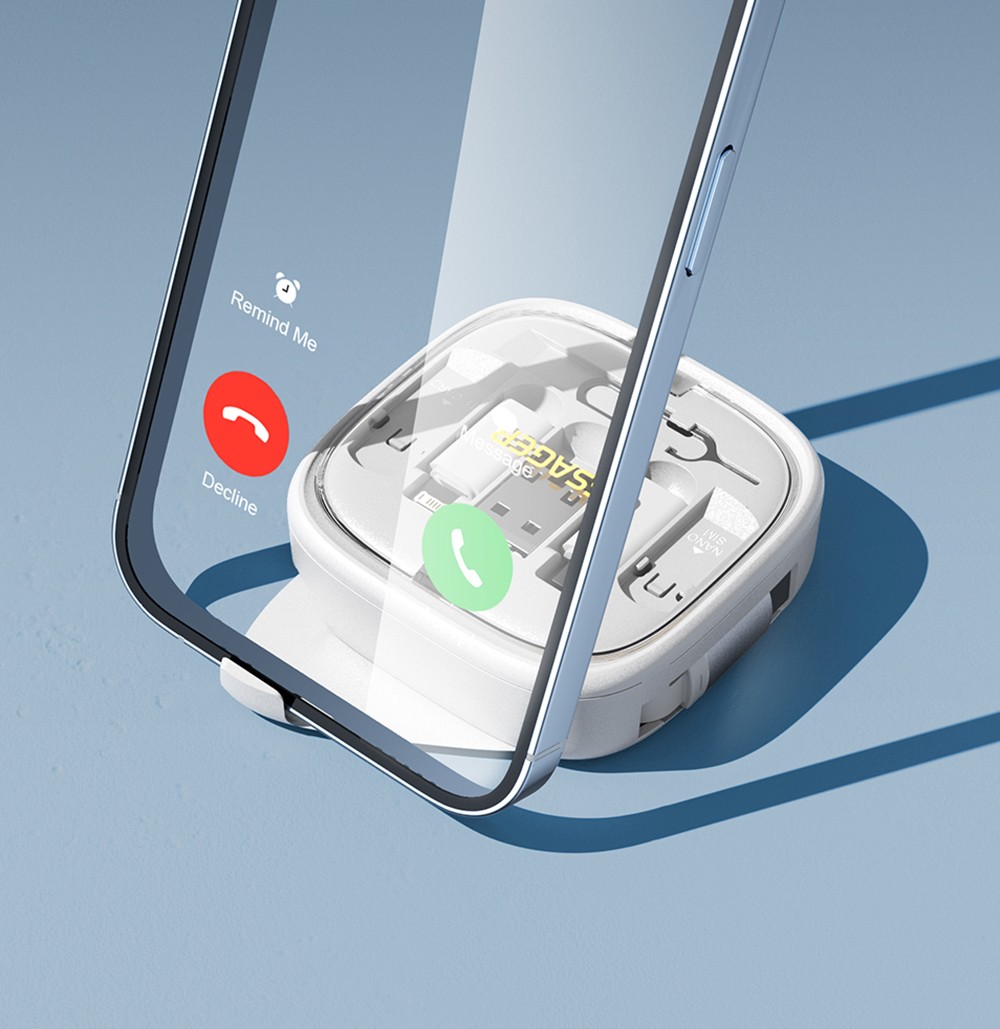 ESSAGER Type-C To Type-C Data Cable, USB Micro Lightning Connectors, PD 60W Fast Charging, 480Mbps Transmission Rate, Travel Multifunctional Charge Cord with Storage Box, for Laptops / Tablets / Mobile Phones - White