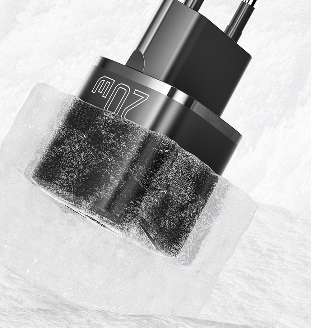 ESSAGER 20W GaN Charger, USB-A Type-C Dual Port, QC 3.0 PD 3.0 Quick Charging, EU Plug, for iPhone Huawei Samsung Mobile Phones Tablets - White