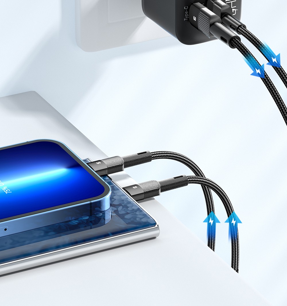 ESSAGER 20W GaN Charger, USB-A Type-C Dual Port, QC 3.0 PD 3.0 Quick Charging, EU Plug, for iPhone Huawei Samsung Mobile Phones Tablets - White