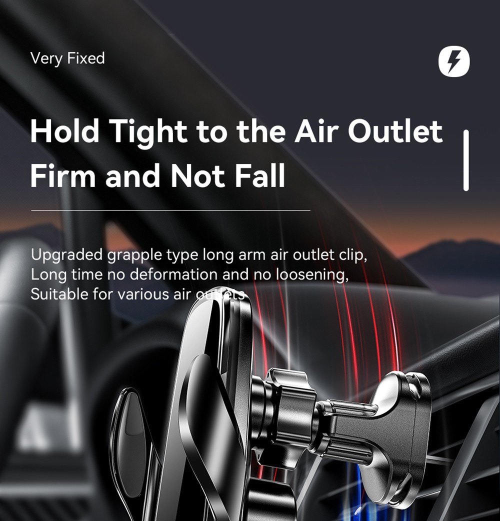 Essager Qi 15W Wireless Charger Car Phone Holder, Air Outlet Mount, for iPhone 14 13 12 X Pro Max / Xiaomi Huawei Fast Charging