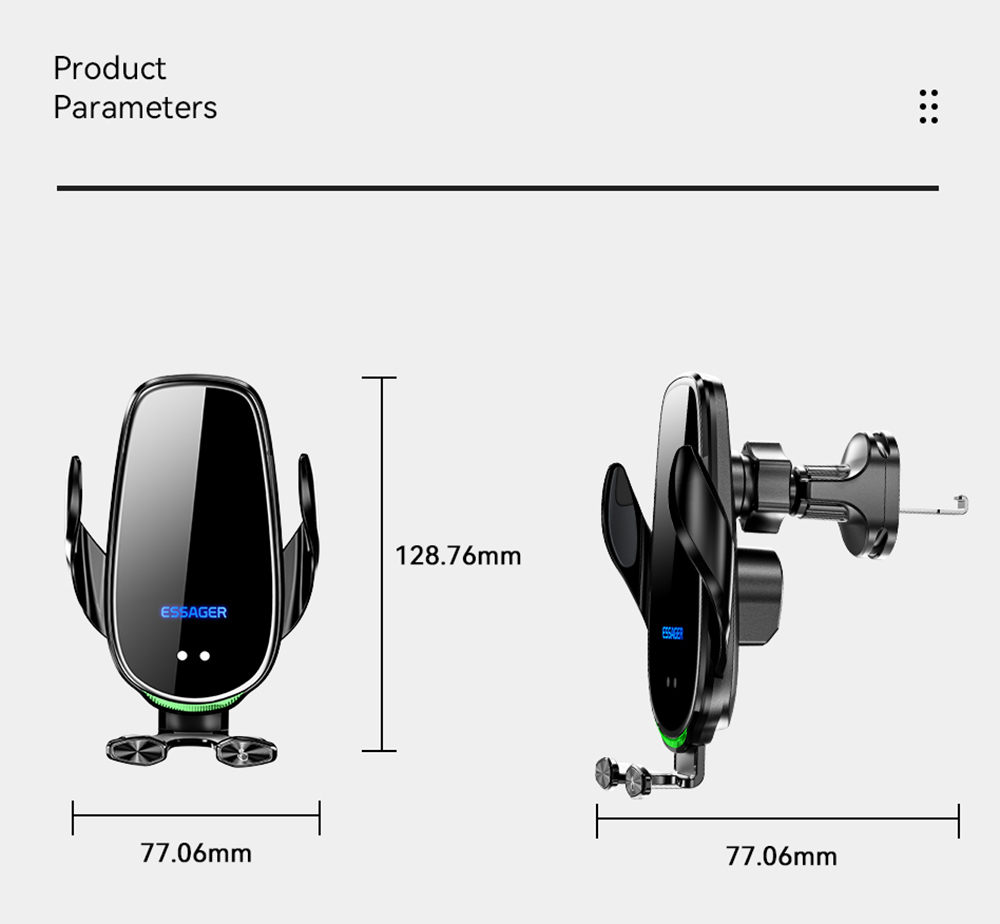 Essager Qi 15W Wireless Charger Car Phone Holder, Air Outlet Mount, for iPhone 14 13 12 X Pro Max / Xiaomi Huawei Fast Charging
