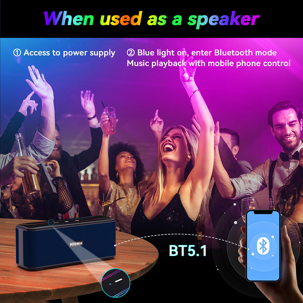 H96 Max M7 TV Box Media Player Speaker, RK3528 Quad-core, 4GB+32GB, Android 13, Bluetooth 5.1, 2.4G/5G Dual-band WiFi, 1*HDMI 1*DC 1*TF Card Slot 1*USB 2.0 - EU Plug